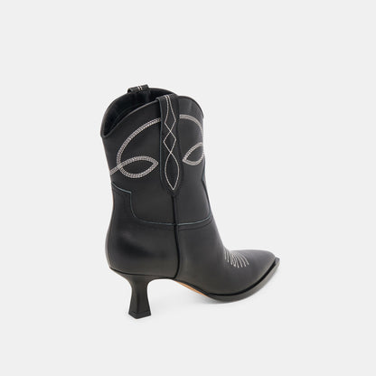 ANGEL BOOTIES BLACK WHITE LEATHER - BLACK WHITE LEATHER