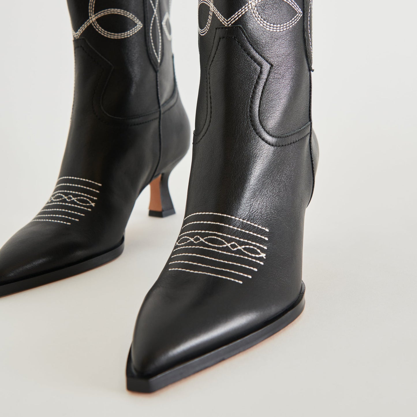 ANGEL BOOTIES BLACK WHITE LEATHER - BLACK WHITE LEATHER
