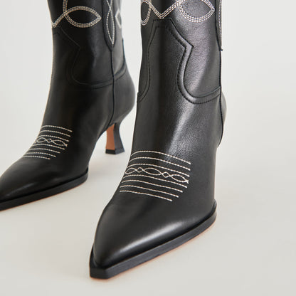 ANGEL BOOTIES BLACK WHITE LEATHER - BLACK WHITE LEATHER