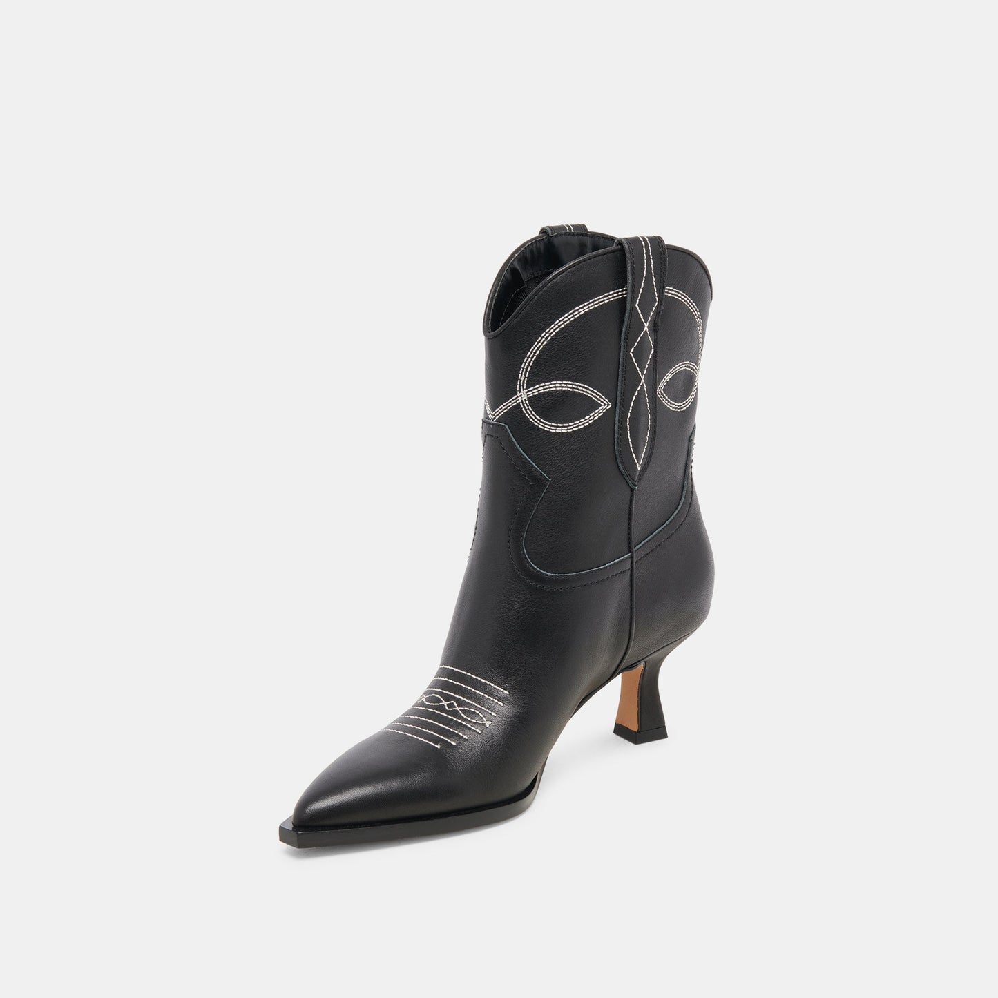 ANGEL BOOTIES BLACK WHITE LEATHER - BLACK WHITE LEATHER