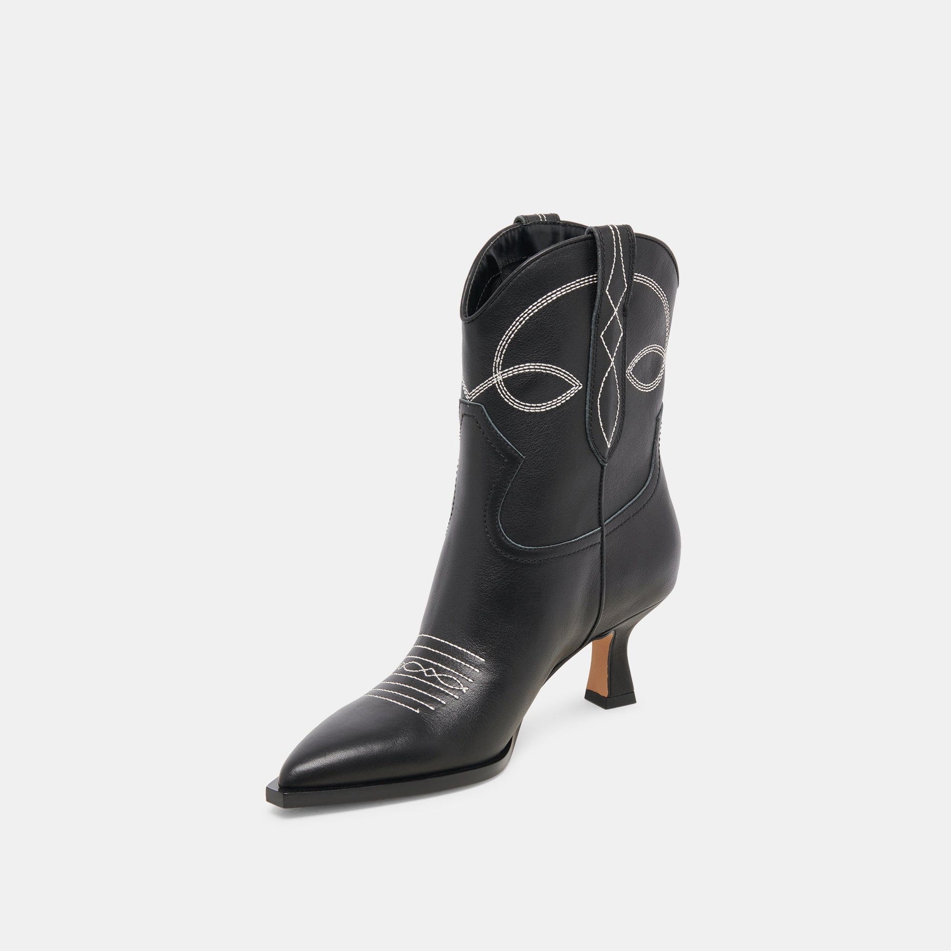 ANGEL BOOTIES BLACK WHITE LEATHER - BLACK WHITE LEATHER