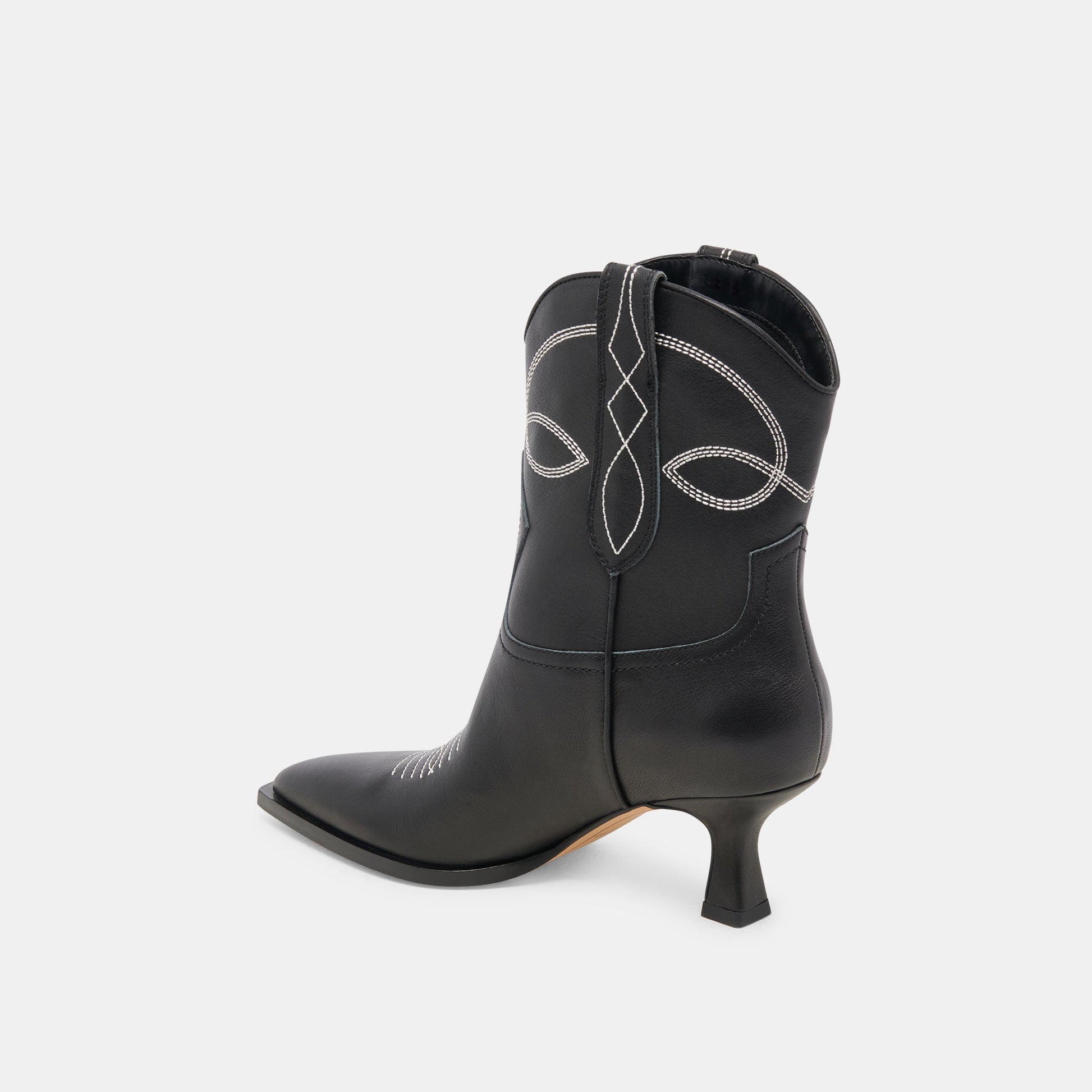 ANGEL BOOTIES BLACK WHITE LEATHER - BLACK WHITE LEATHER