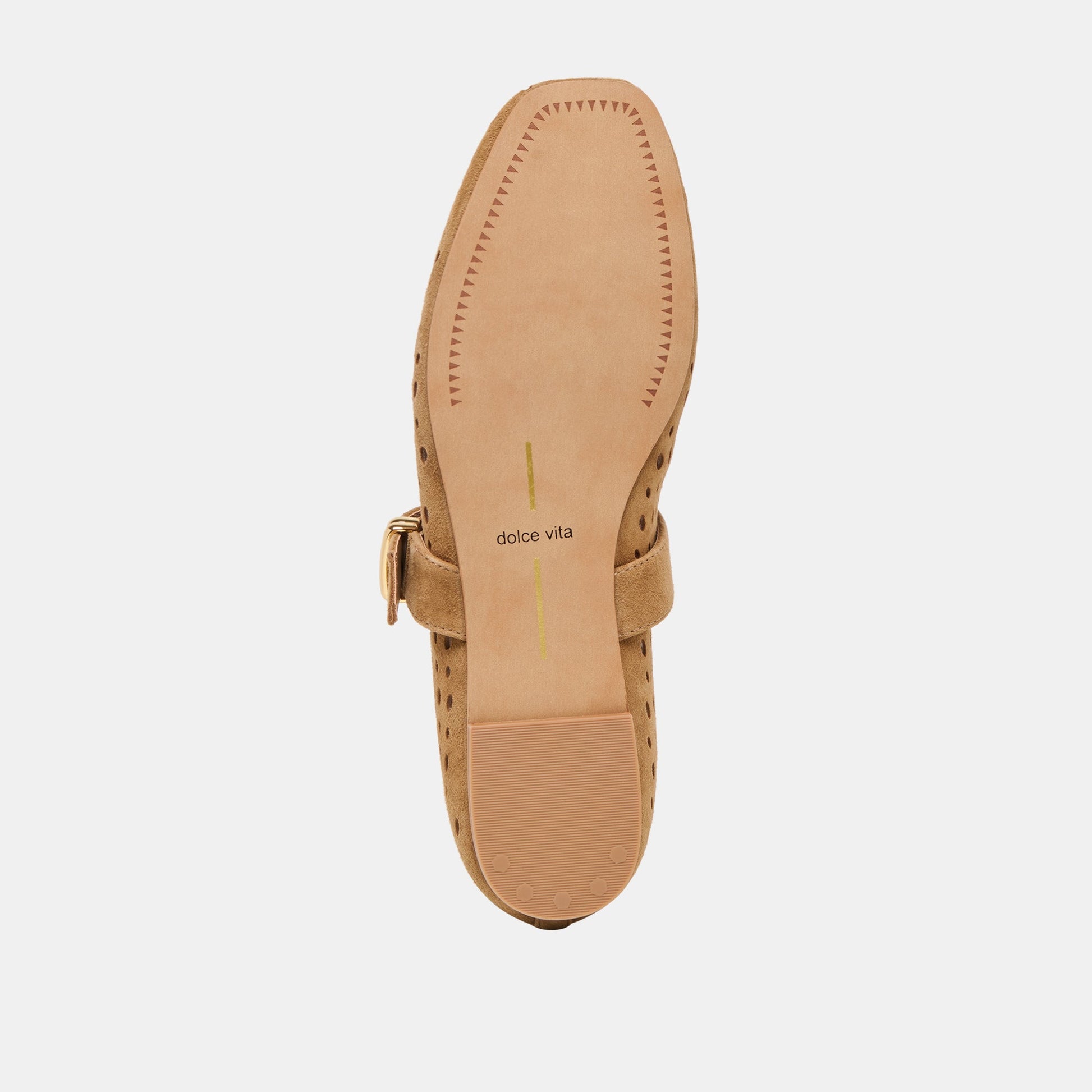 Mikel Lt Brown Perforated Suede Ballet Flats - LT BROWN PERFORATED SUEDE