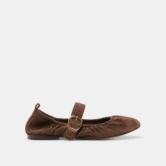 Caely Dk Brown Suede Ballet Flats - DK BROWN SUEDE