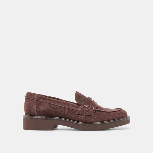Tiggy Mahogany Suede Loafers - MAHOGANY SUEDE