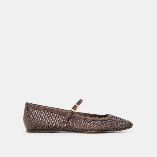 Reyes Chocolate Woven Raffia Ballet Flats - CHOCOLATE WOVEN RAFFIA