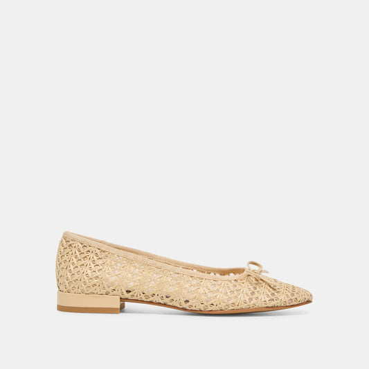 Ulicia Lt Natural Cross Hatch Raffia Ballet Flats - LT NATURAL CROSS HATCH RAFFIA