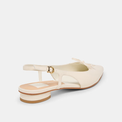 Owana Off White Leather Flats - OFF WHITE LEATHER
