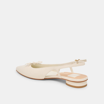 Owana Off White Leather Flats - OFF WHITE LEATHER