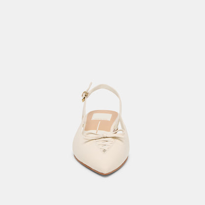 Owana Off White Leather Flats - OFF WHITE LEATHER