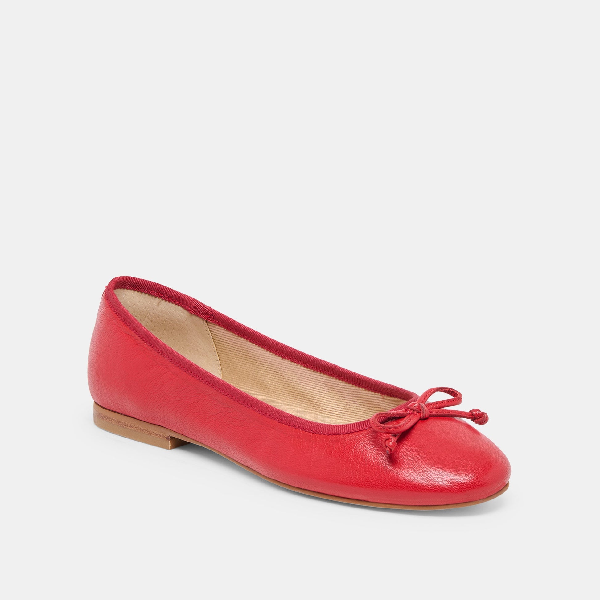 Ritla Cherry Leather Ballet Flats - CHERRY LEATHER