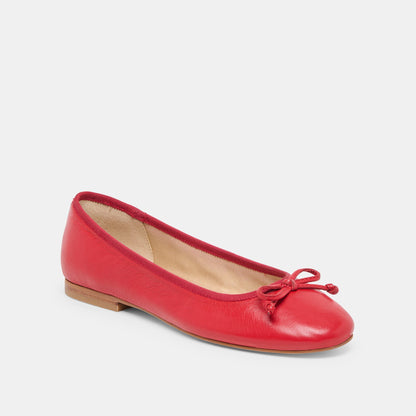 Ritla Cherry Leather Ballet Flats - CHERRY LEATHER