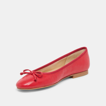 Ritla Cherry Leather Ballet Flats - CHERRY LEATHER
