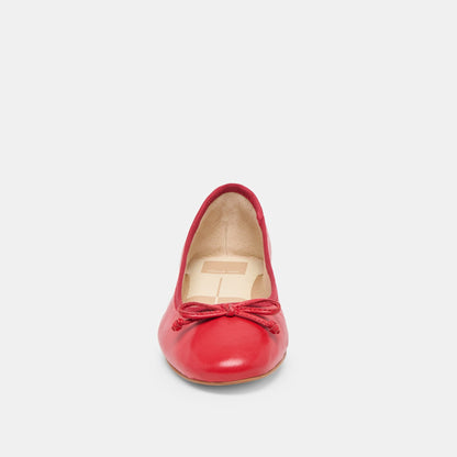 Ritla Cherry Leather Ballet Flats - CHERRY LEATHER