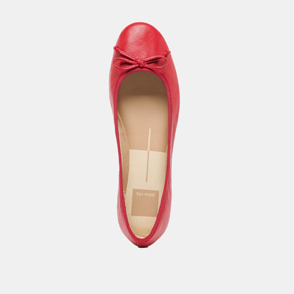 Ritla Cherry Leather Ballet Flats - CHERRY LEATHER