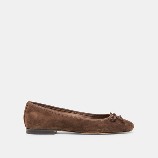 Ritla Dk Brown Suede Ballet Flats - DK BROWN SUEDE
