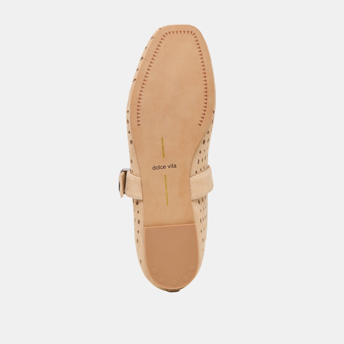 Mikel Camel Perforated Suede Ballet Flats - CAMEL PERFORATED SUEDE