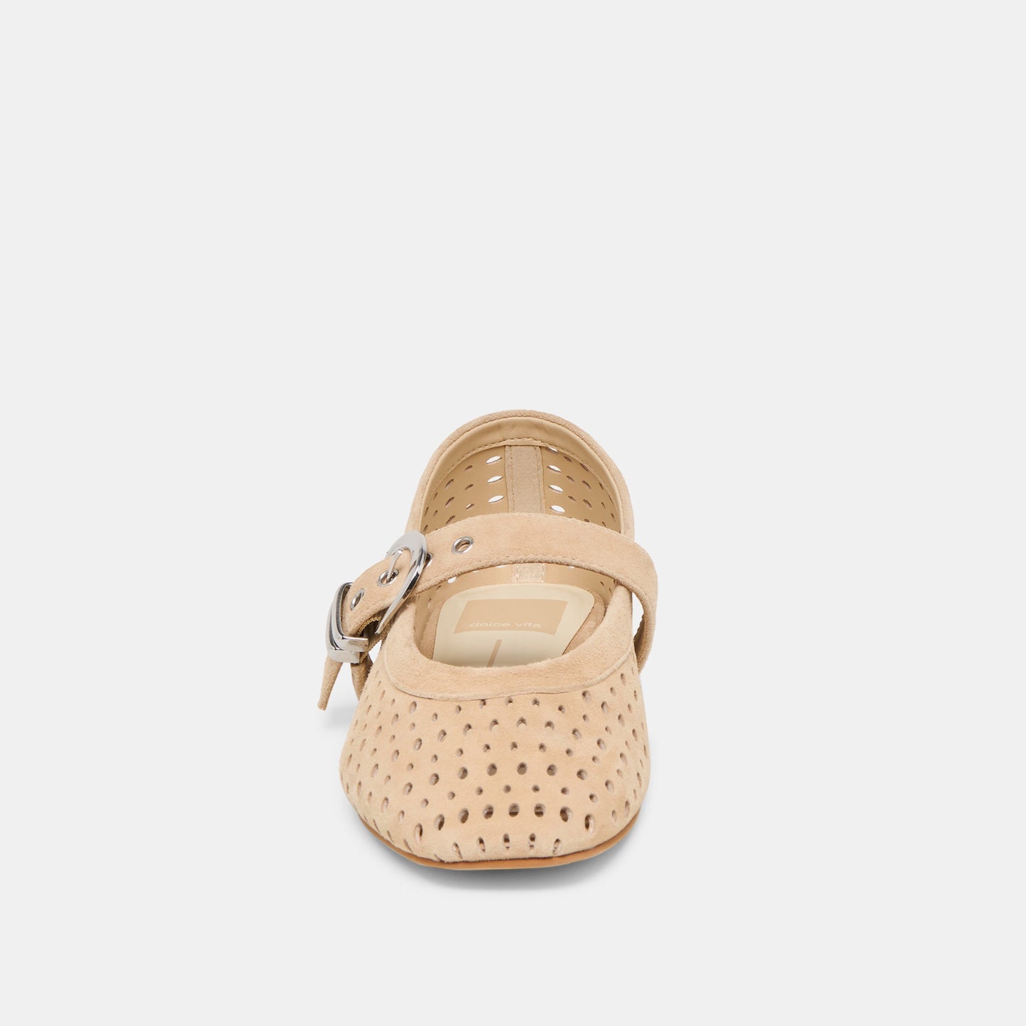 Mikel Camel Perforated Suede Ballet Flats - CAMEL PERFORATED SUEDE