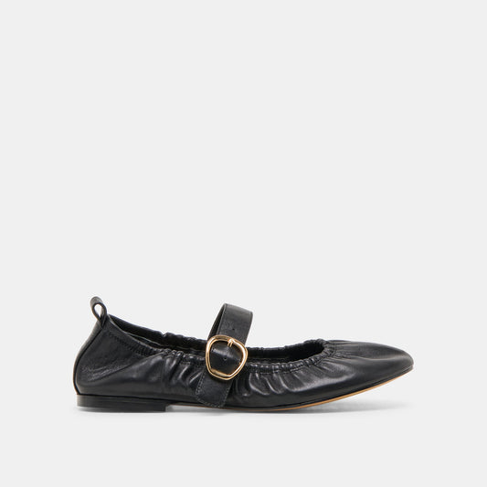 Caely Black Leather Ballet Flats - BLACK LEATHER