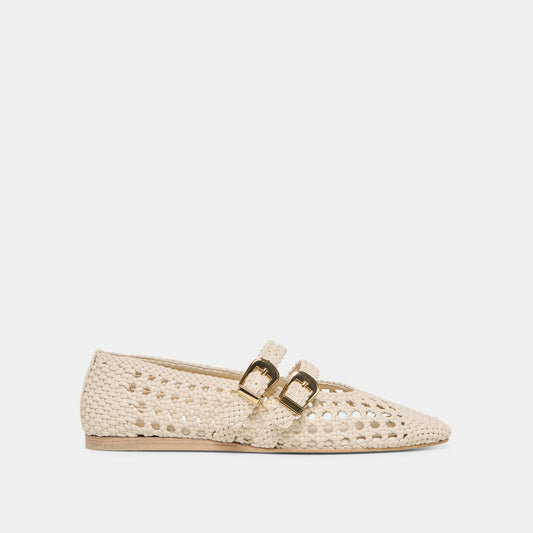 Baylee Creme Woven Stella Ballet Flats - CREME WOVEN STELLA