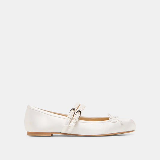 Gibsen True White Satin Ballet Flats - TRUE WHITE SATIN