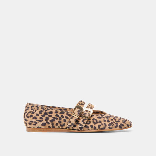Baylee Grommet Dk Leopard Printed Suede Ballet Flats - DK LEOPARD PRINTED SUEDE