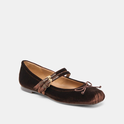 Gibsen Chocolate Velvet Ballet Flats - CHOCOLATE VELVET