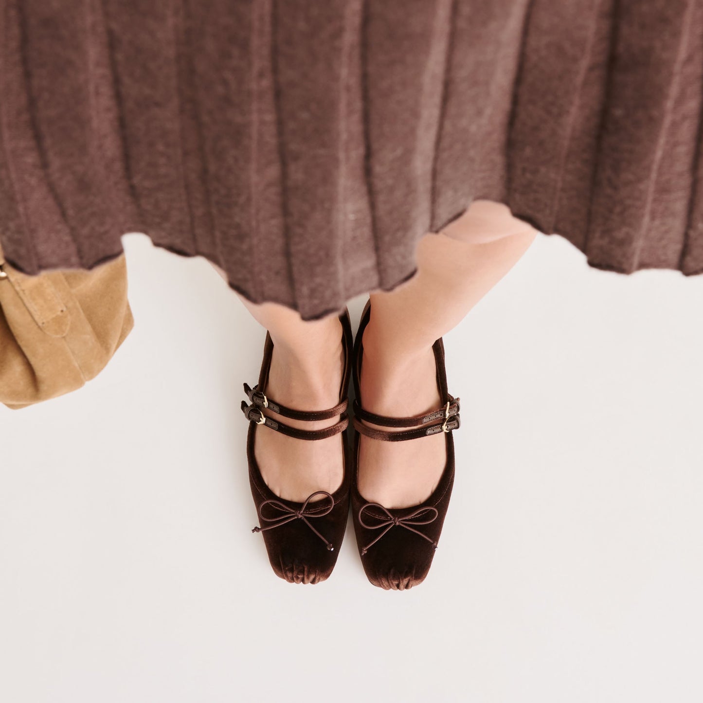 Gibsen Chocolate Velvet Ballet Flats - CHOCOLATE VELVET