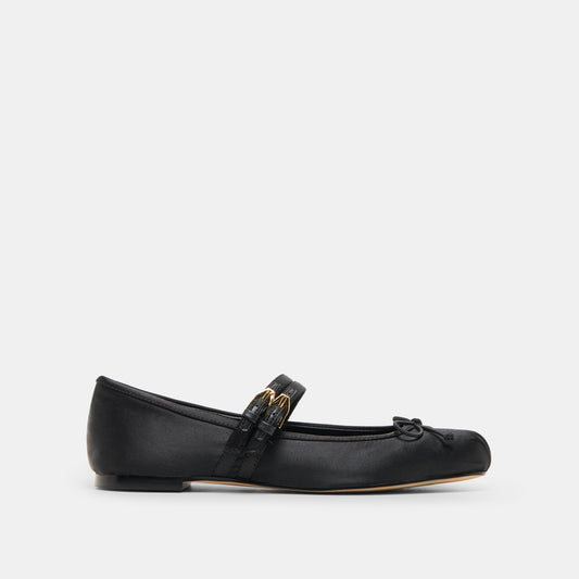 Gibsen Onyx Satin Ballet Flats - ONYX SATIN