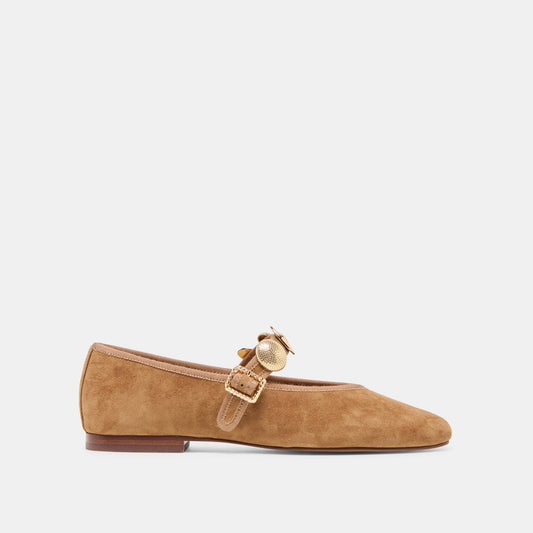 Relan Lt Brown Suede Ballet Flats - LT BROWN SUEDE