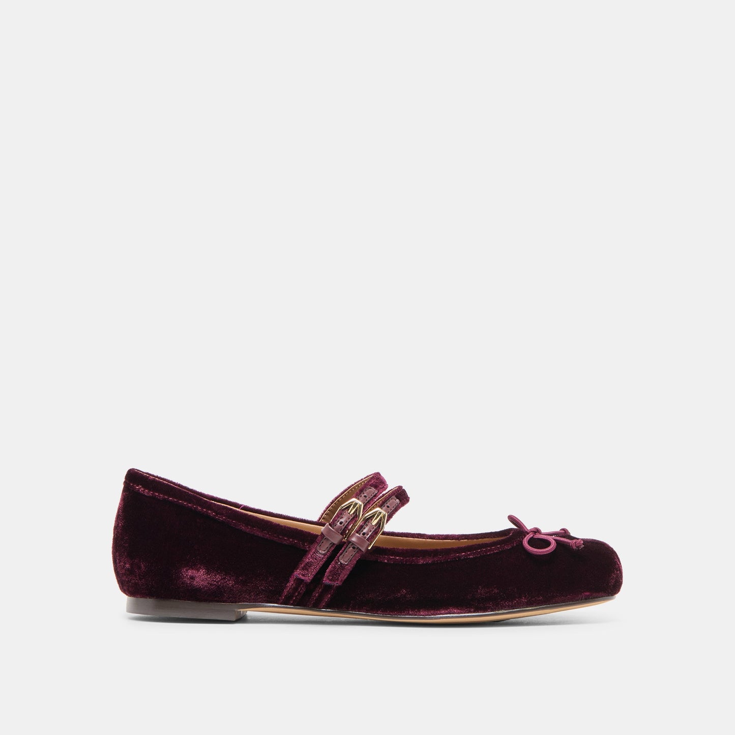 Gibsen Burgundy Velvet Ballet Flats - BURGUNDY VELVET
