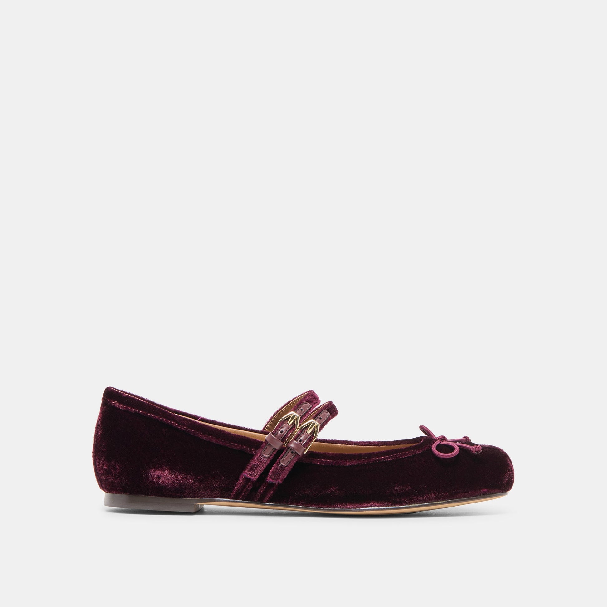 Gibsen Burgundy Velvet Ballet Flats - BURGUNDY VELVET