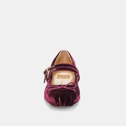 Gibsen Burgundy Velvet Ballet Flats - BURGUNDY VELVET