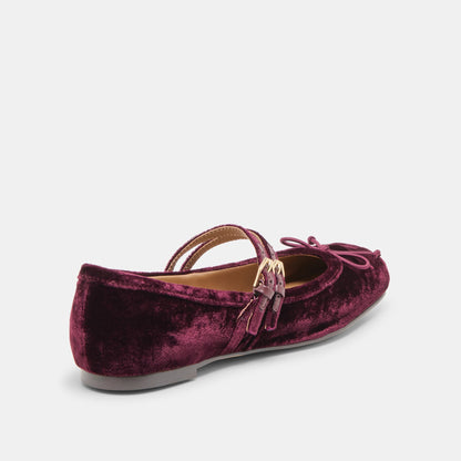 Gibsen Burgundy Velvet Ballet Flats - BURGUNDY VELVET