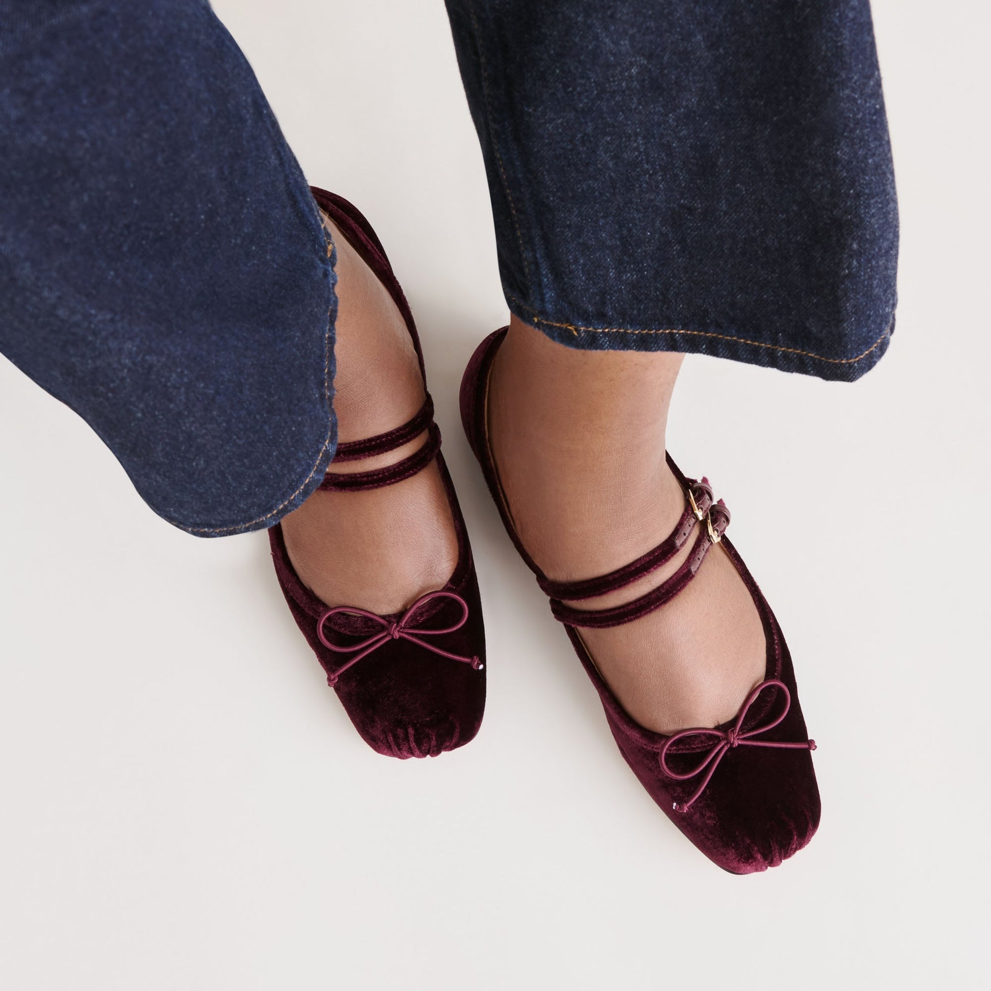 Gibsen Burgundy Velvet Ballet Flats - BURGUNDY VELVET