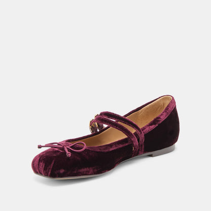 Gibsen Burgundy Velvet Ballet Flats - BURGUNDY VELVET
