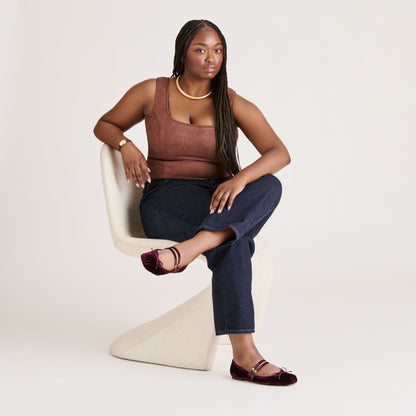 Gibsen Burgundy Velvet Ballet Flats - BURGUNDY VELVET