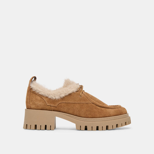 Milza Plush Lt Brown Suede Loafers - LT BROWN SUEDE