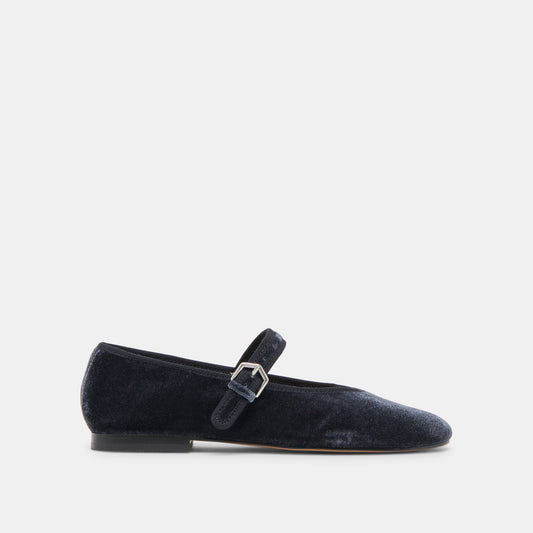 ROSLYN BALLET FLATS DUSTY BLUE VELVET - DUSTY BLUE VELVET