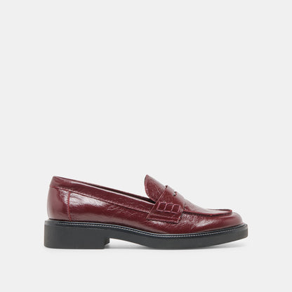 Tiggy Oxblood Crinkle Patent Loafers - OXBLOOD CRINKLE PATENT