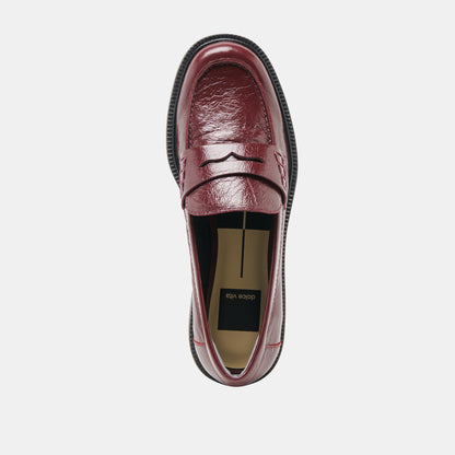 Tiggy Oxblood Crinkle Patent Loafers - OXBLOOD CRINKLE PATENT