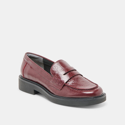 Tiggy Oxblood Crinkle Patent Loafers - OXBLOOD CRINKLE PATENT