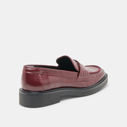 Tiggy Oxblood Crinkle Patent Loafers - OXBLOOD CRINKLE PATENT