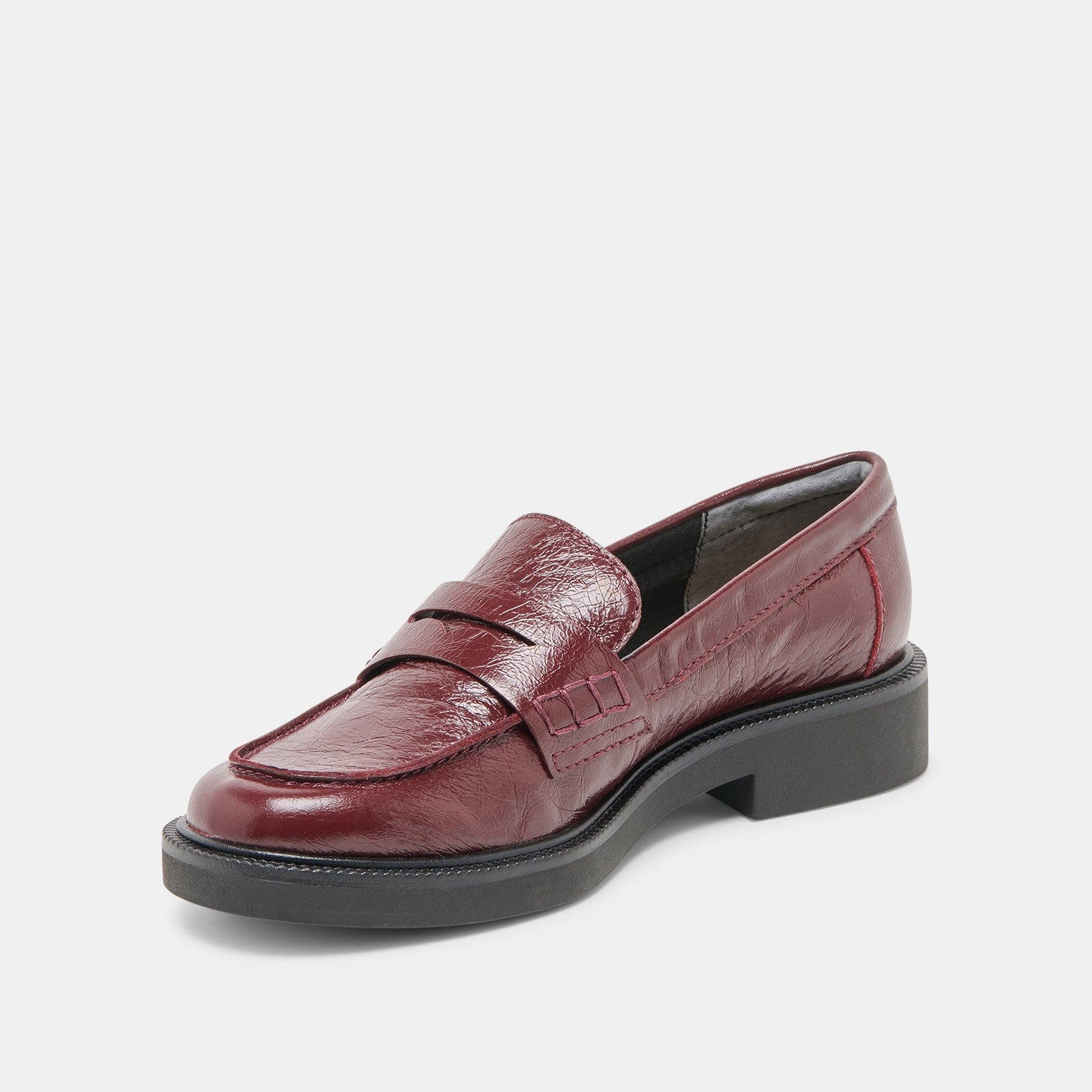 Tiggy Oxblood Crinkle Patent Loafers - OXBLOOD CRINKLE PATENT