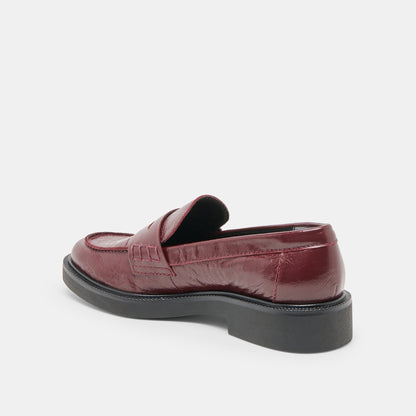 Tiggy Oxblood Crinkle Patent Loafers - OXBLOOD CRINKLE PATENT