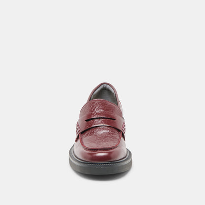 Tiggy Oxblood Crinkle Patent Loafers - OXBLOOD CRINKLE PATENT