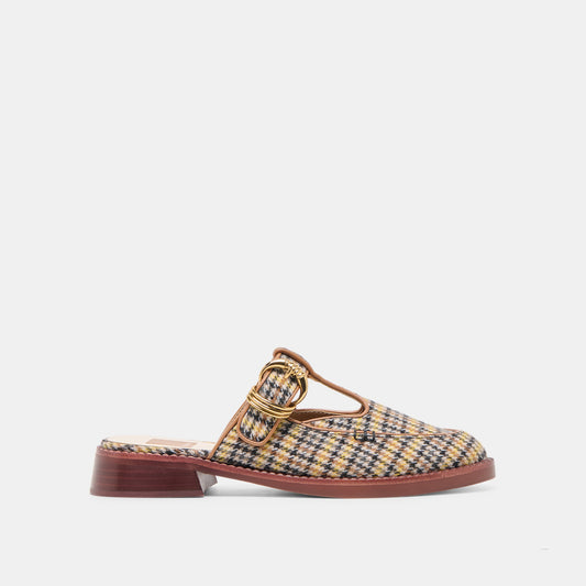 Harlah Yellow Plaid Tweed Flats - YELLOW PLAID TWEED