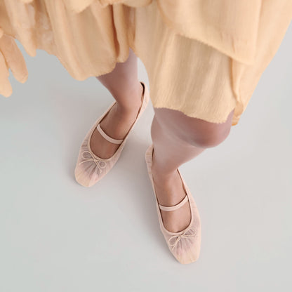 Raeven Praline Tulle Ballet Flats - PRALINE TULLE