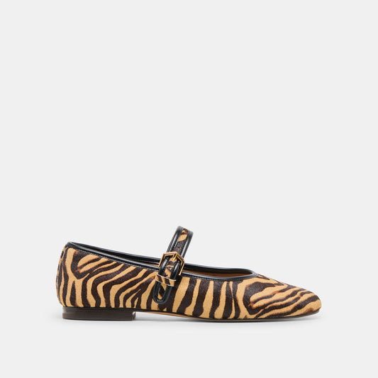 Roslyn Tiger Calf Hair Ballet Flats - TIGER CALF HAIR