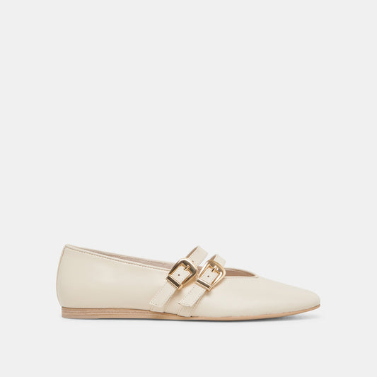 BAYLEE BALLET FLATS IVORY LEATHER - IVORY LEATHER